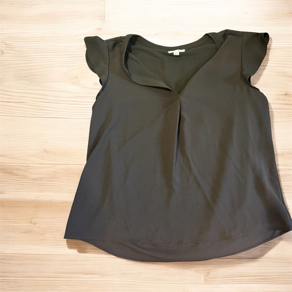 Calvin Klein Elegant Black Flutter Sleeve Blouse